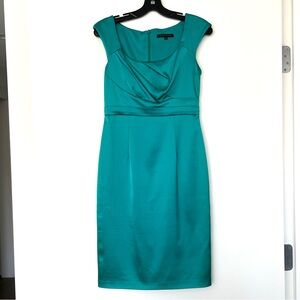 David Meister Satin Green Sheath Dress